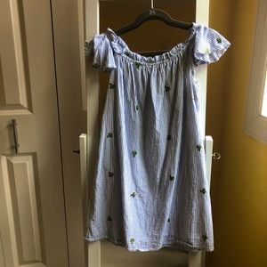 Off-the-shoulder striped dress, M/L